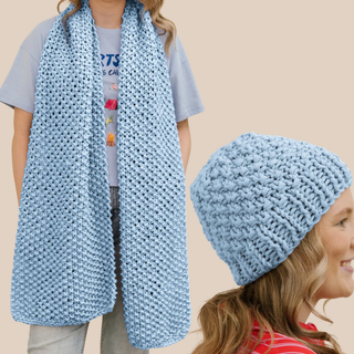 Wrap Battle Scarf & Snug Life Beanie Knit Kit Bundle