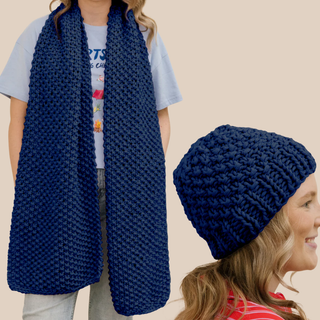 Wrap Battle Scarf & Snug Life Beanie Knit Kit Bundle