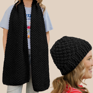 Wrap Battle Scarf & Snug Life Beanie Knit Kit Bundle