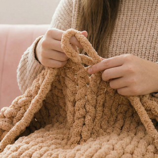 The Knot-A-Problem Blanket Knit Kit - Biscuit