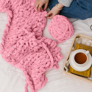 Knot-A-Problem Blanket Knit Kit - Blush