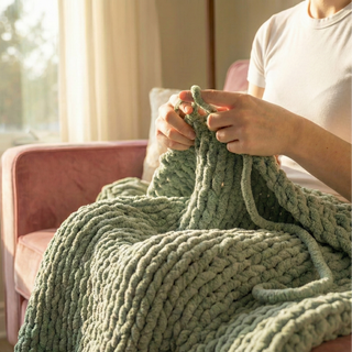 Knot-A-Problem Blanket Knit Kit - Sage
