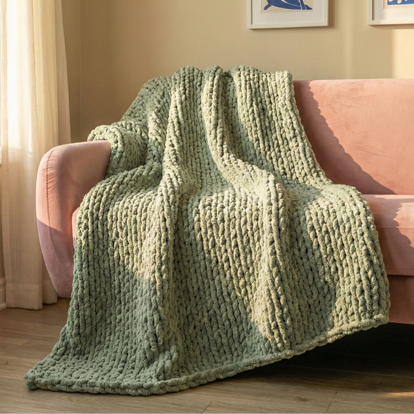 Knot-A-Problem Blanket Knit Kit - Sage