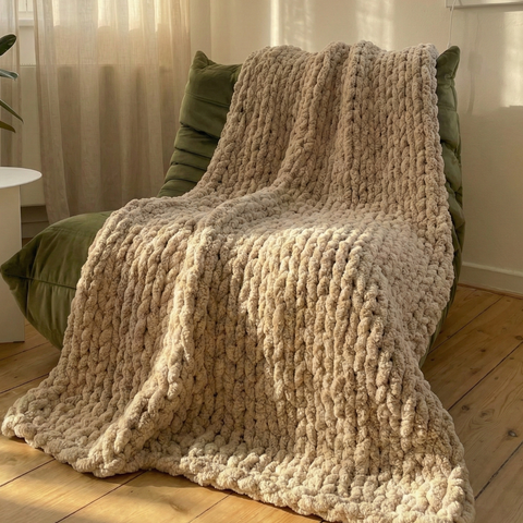 The Knot-A-Problem Blanket Knit Kit - Biscuit