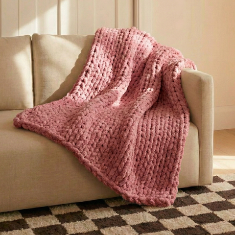 Knot-A-Problem Blanket Knit Kit - Blush