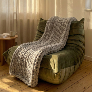 The Knot-A-Problem Blanket Knit Kit - Stone
