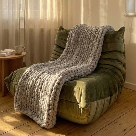The Knot-A-Problem Blanket Knit Kit - Stone
