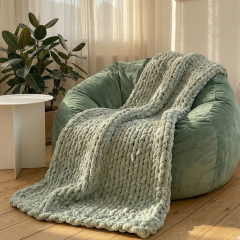 Knot-A-Problem Blanket Knit Kit - Sage
