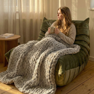 The Knot-A-Problem Blanket Knit Kit - Stone